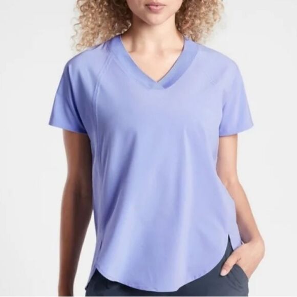 Athleta Zephyr V Neck Tee relaxed lavender - Picture 1 of 11
